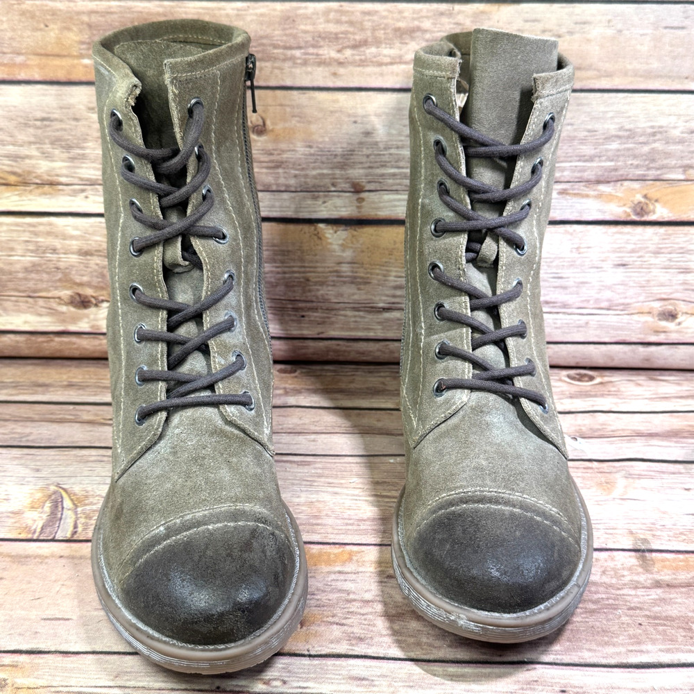 Roan Bed Stu Affair Distressed Hand Finished Suede Cap Toe Combat Boots 8.5 - Picture 3 of 9